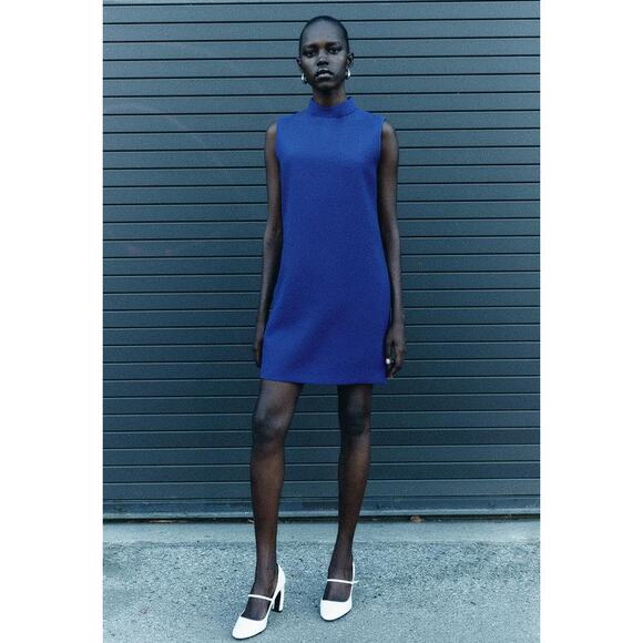 ZARA Women's ZW Collection Sleeveless Short Dress Size M In Bluish - Picture 3 of 14